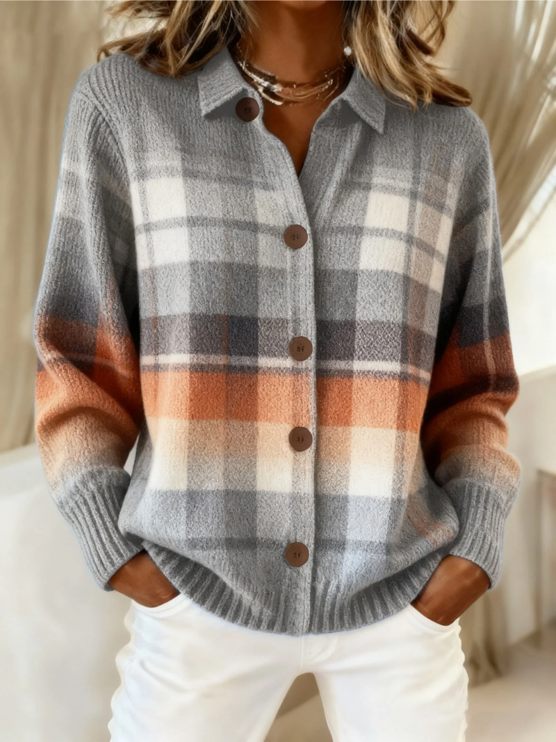 Marlene ombre plaid cardigan