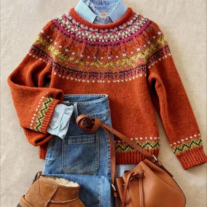 Simona red vintage knit sweater