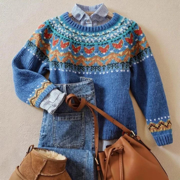 Kaylee blue vintage knit sweater