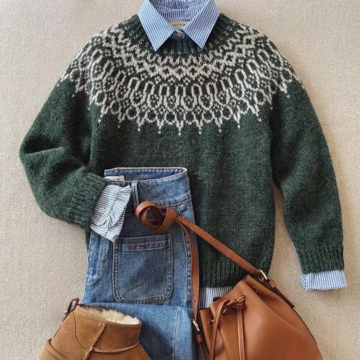 Tundra green classic knit sweater