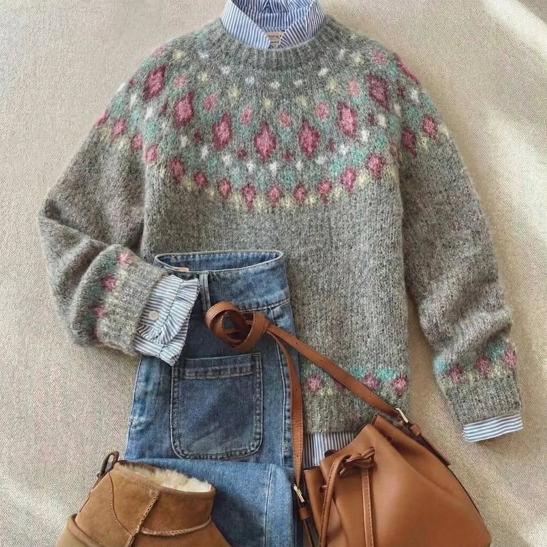 Rebecca soft grey vintage knit sweater