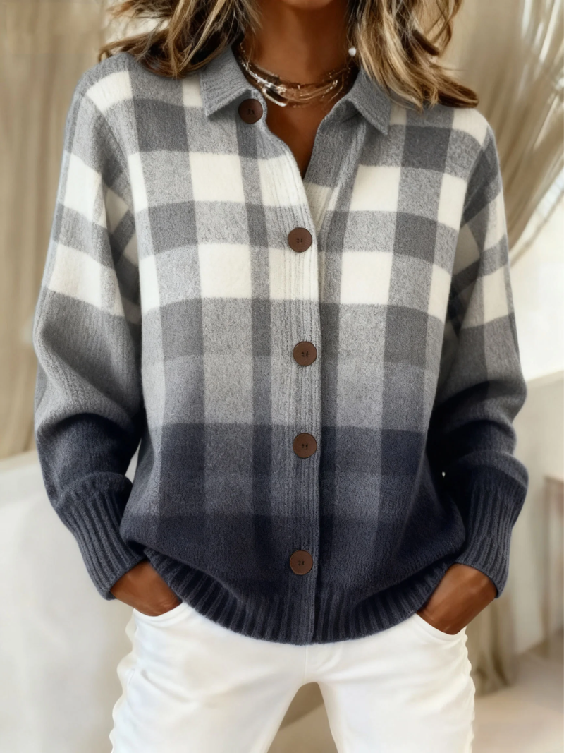 Agnes grey ombre plaid cardigan